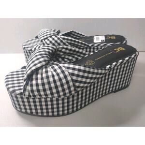 New~Women's BC Vegan Black & White Checkered Rockabilly Sandals (8)